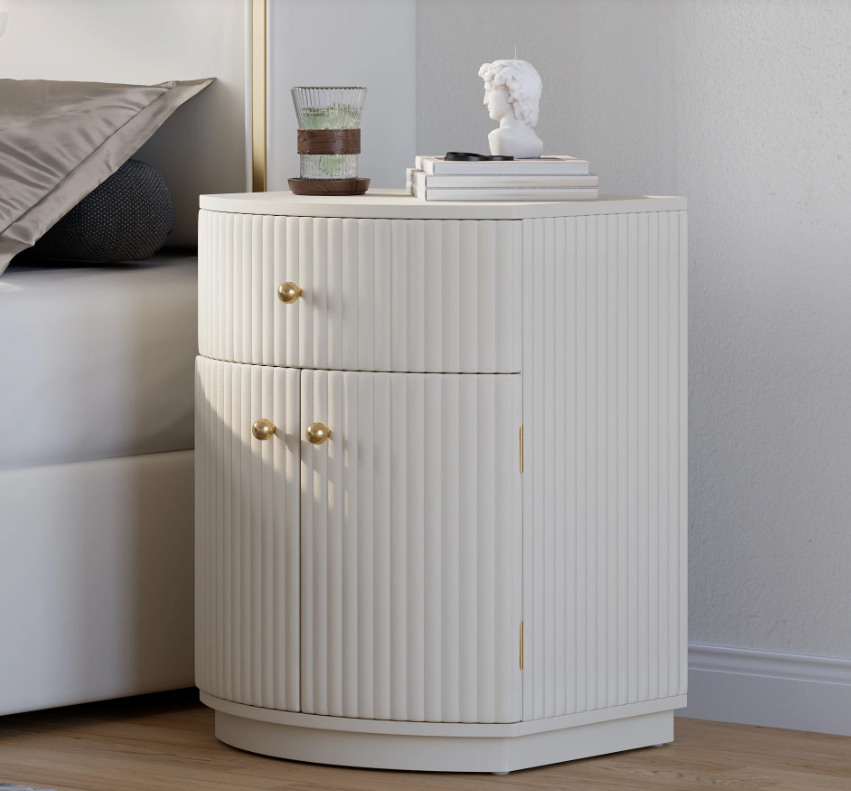 Arabelle Curved Leather Nightstand