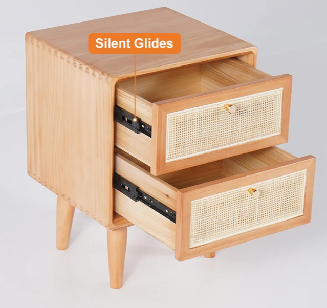 Solna Rattan Wood Nightstand