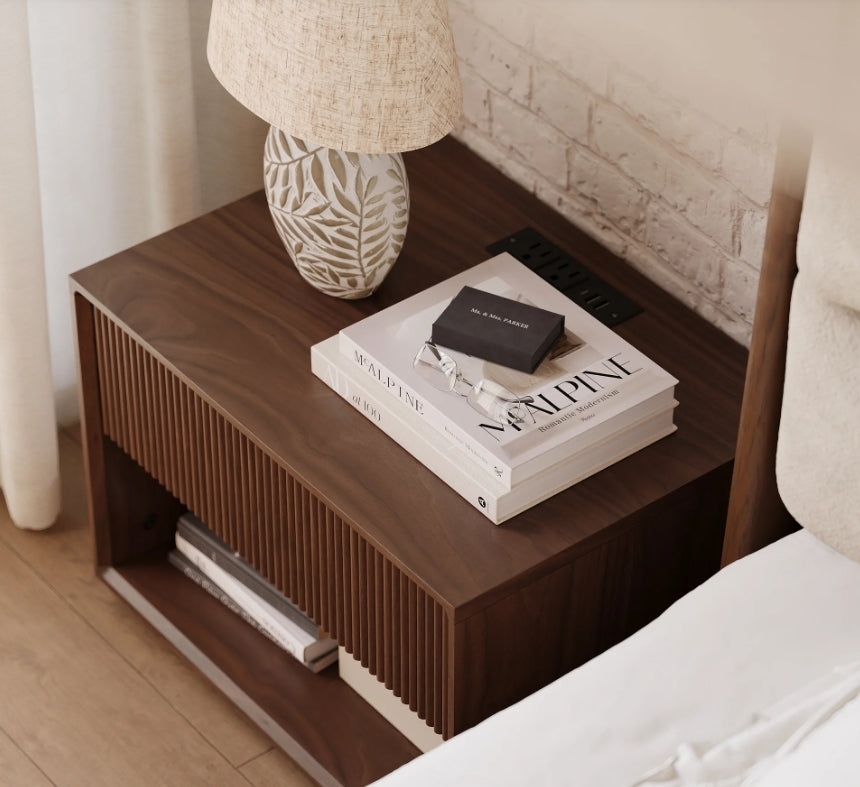 Walden Fluted Nightstand with Charging Station