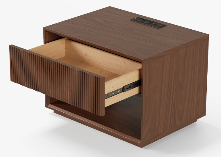 Walden Fluted Nightstand with Charging Station