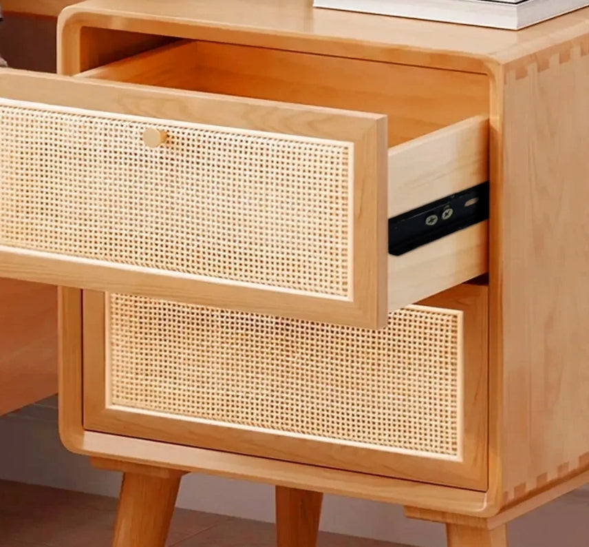Solna Rattan Wood Nightstand