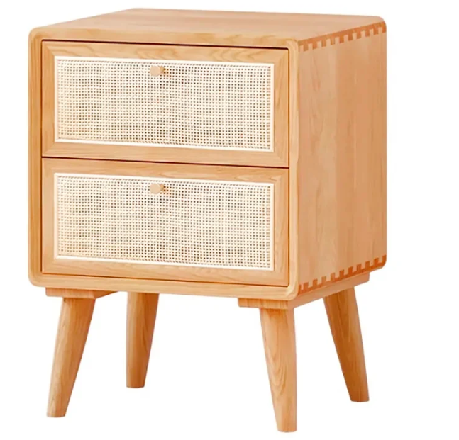 Solna Rattan Wood Nightstand