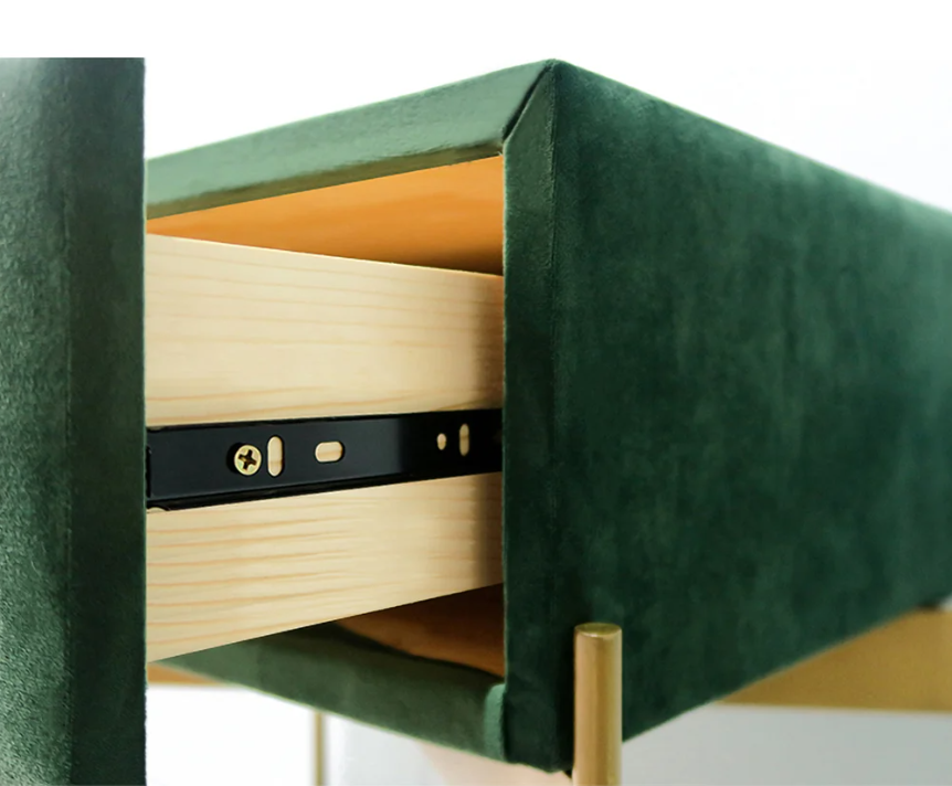 Velora Gold Velvet Nightstand