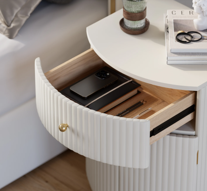Arabelle Curved Leather Nightstand