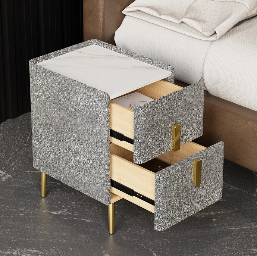 Greylyn Shagreen Stone Nightstand