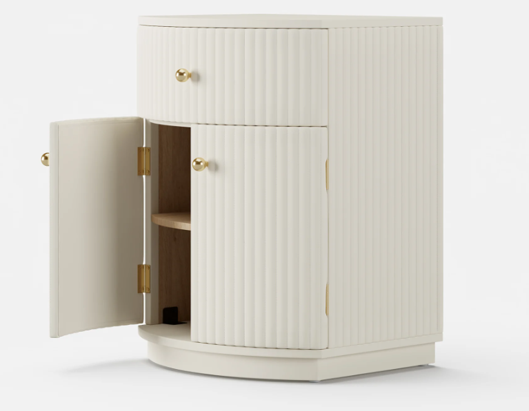 Arabelle Curved Leather Nightstand