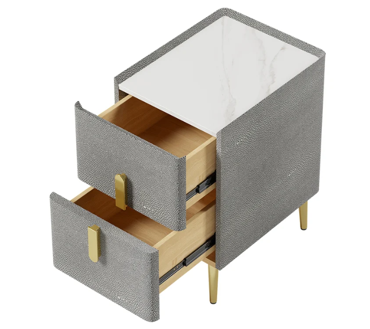 Greylyn Shagreen Stone Nightstand