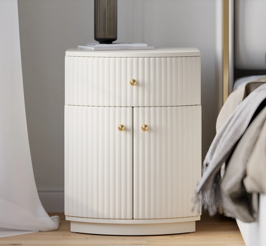 Arabelle Curved Leather Nightstand