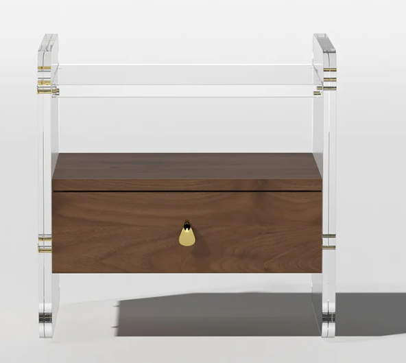 Lucent Walnut Acrylic Nightstand