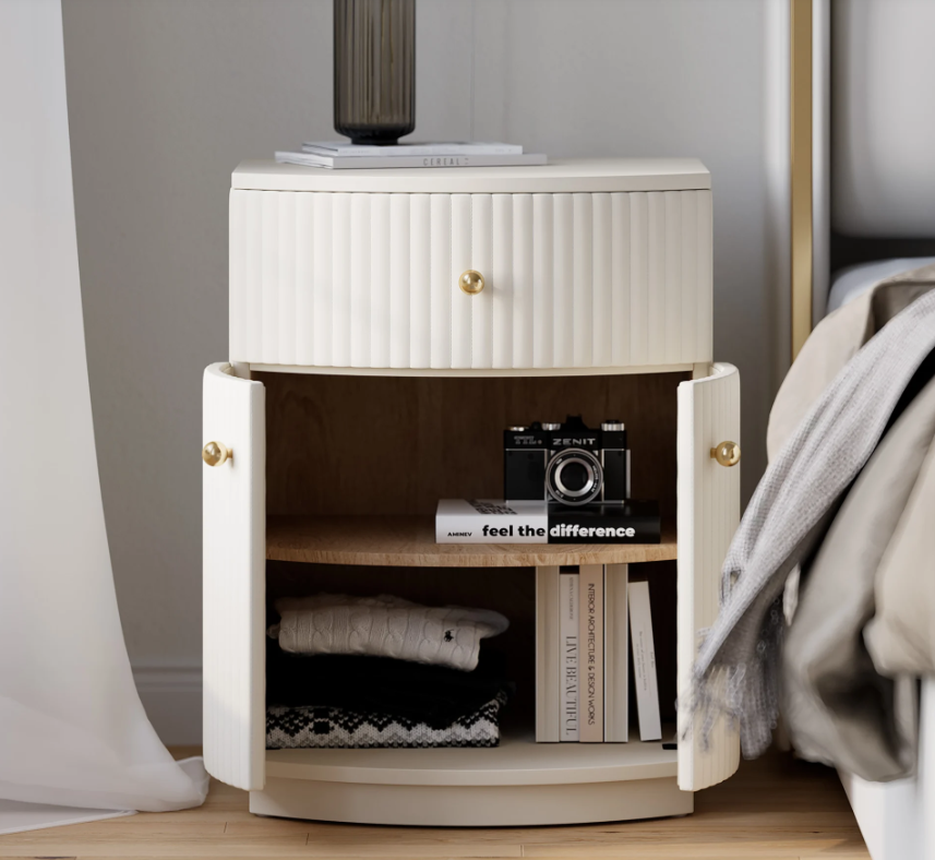 Arabelle Curved Leather Nightstand