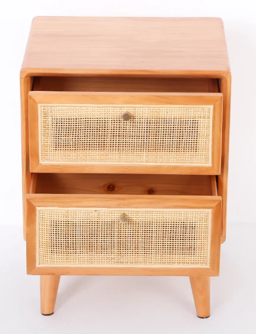 Solna Rattan Wood Nightstand
