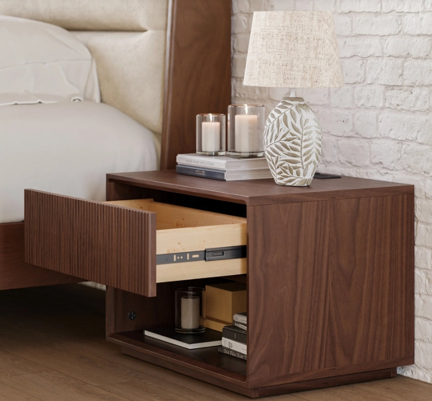Walden Fluted Nightstand with Charging Station