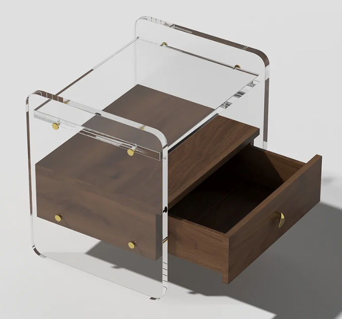 Lucent Walnut Acrylic Nightstand
