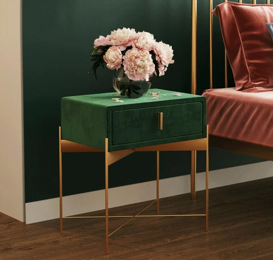 Velora Gold Velvet Nightstand