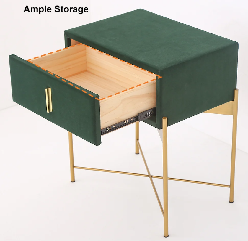 Velora Gold Velvet Nightstand