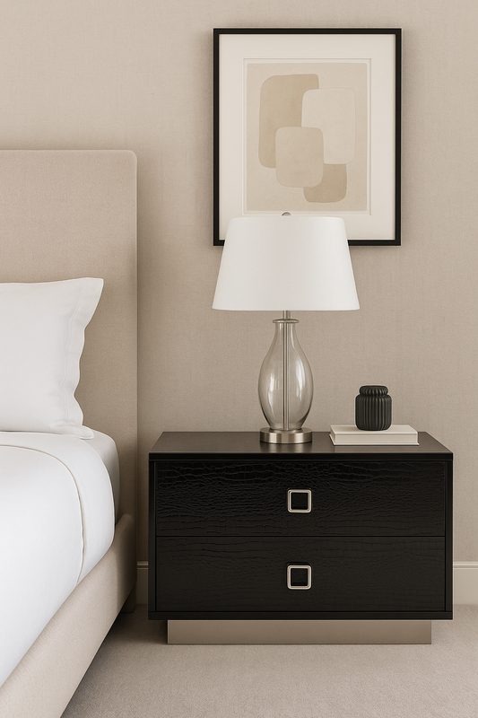 Croc Black Lacquer Nightstand