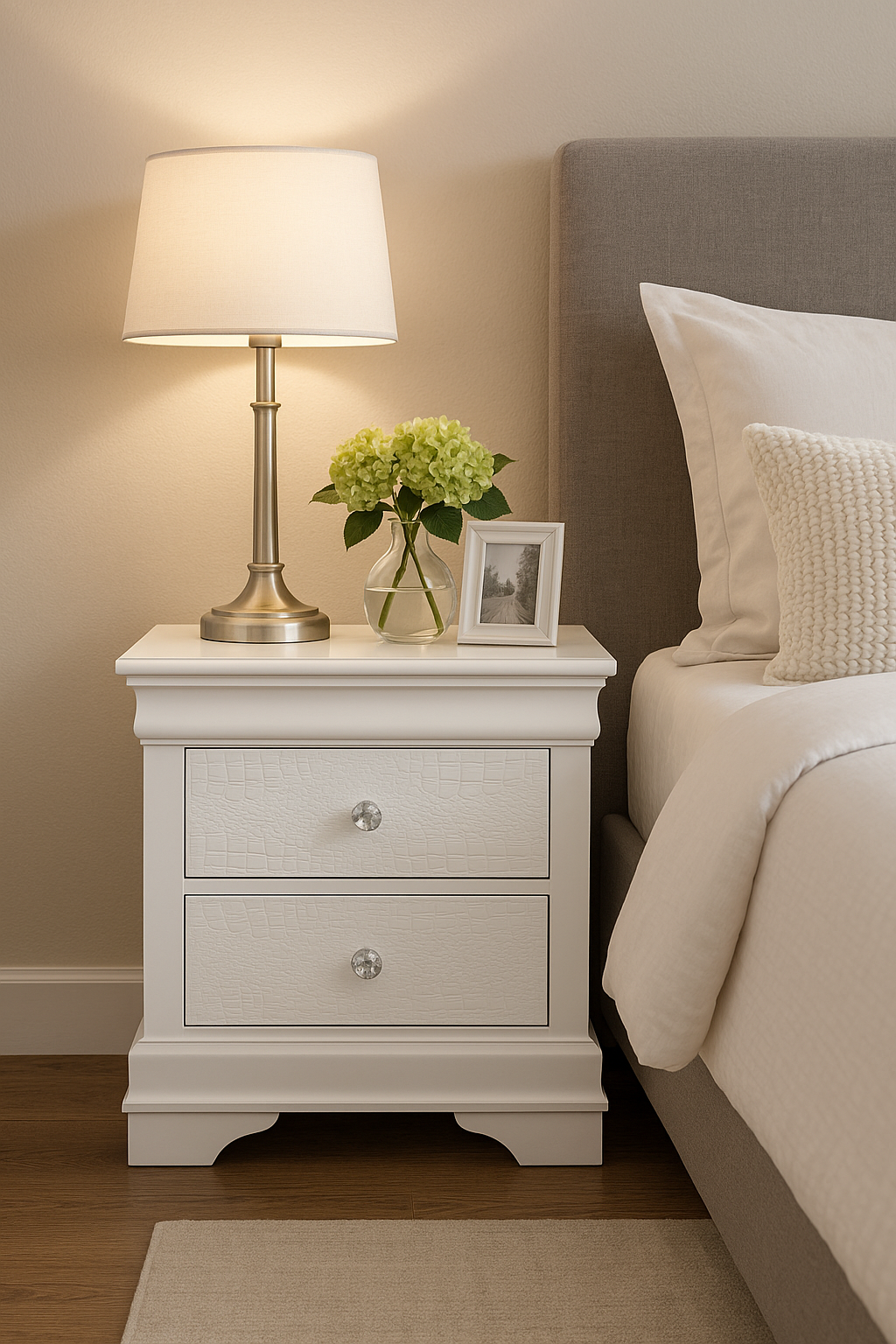 White Shagreen Nightstand