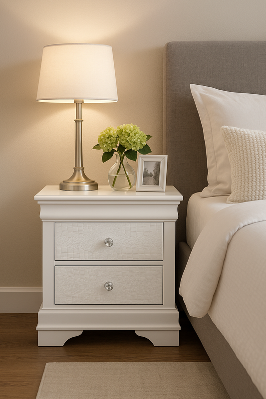 White Shagreen Nightstand