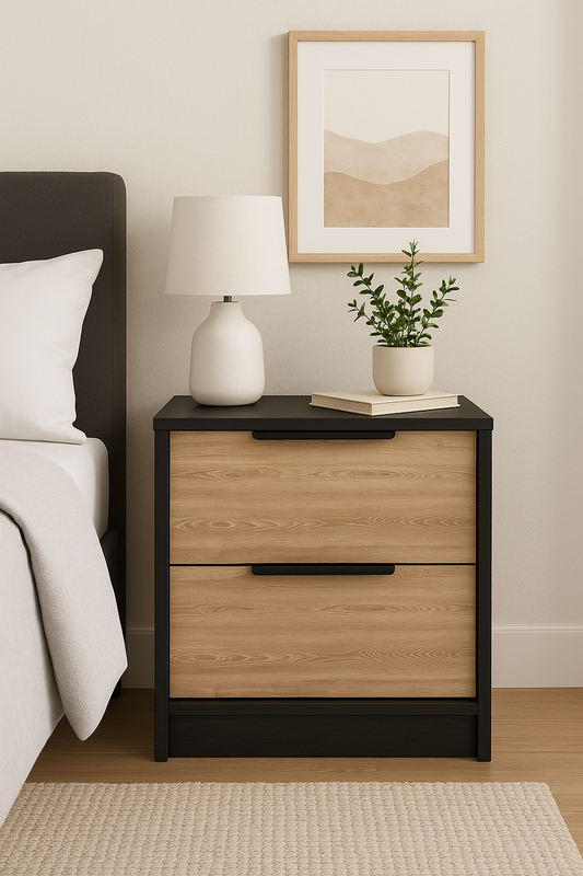 Black Faux Wood Nightstand