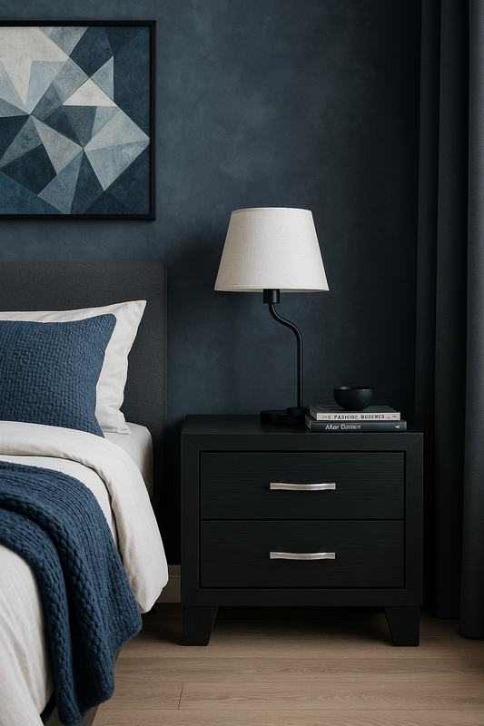 Black Modern Wood Nightstand