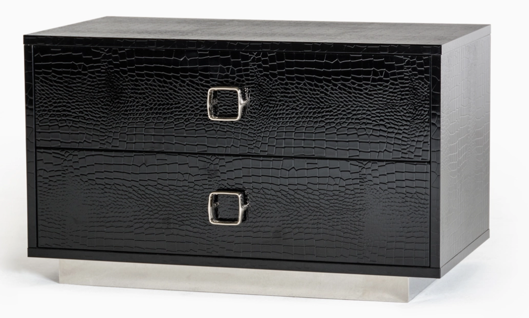 Croc Black Lacquer Nightstand