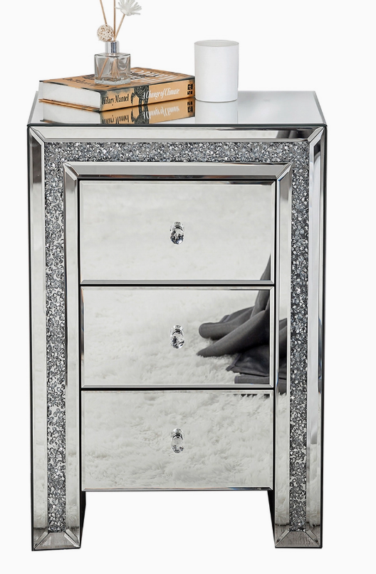 Silver Mirrored Nightstand