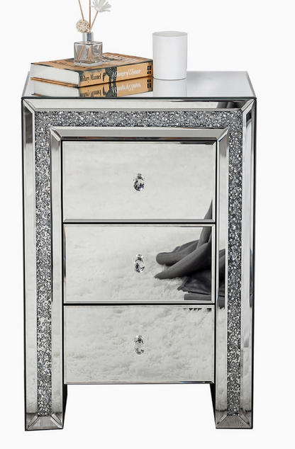 Silver Mirrored Nightstand