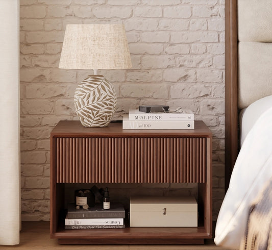 Walden Fluted Nightstand with Charging Station