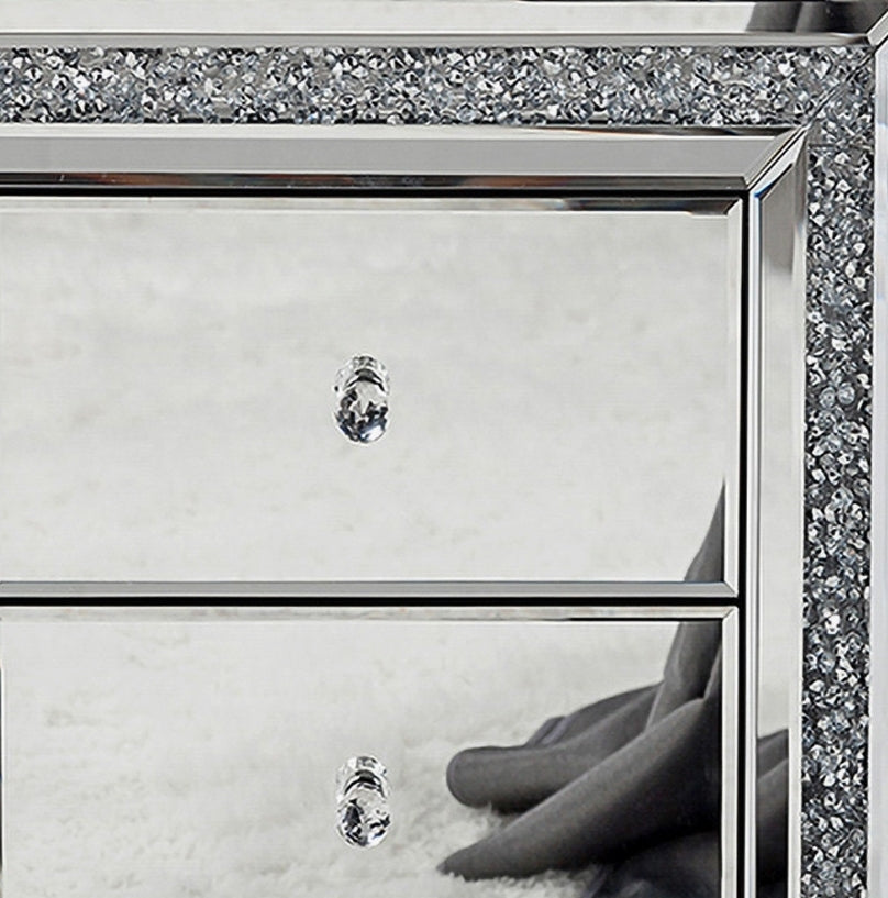 Silver Mirrored Nightstand