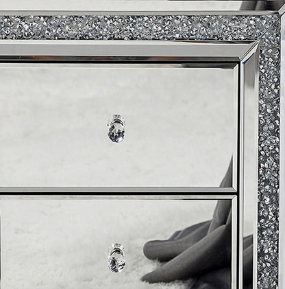Silver Mirrored Nightstand