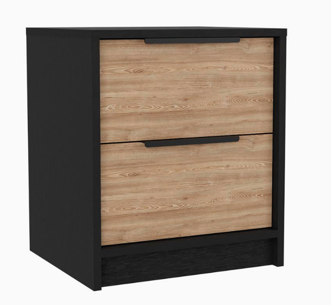 Black Faux Wood Nightstand