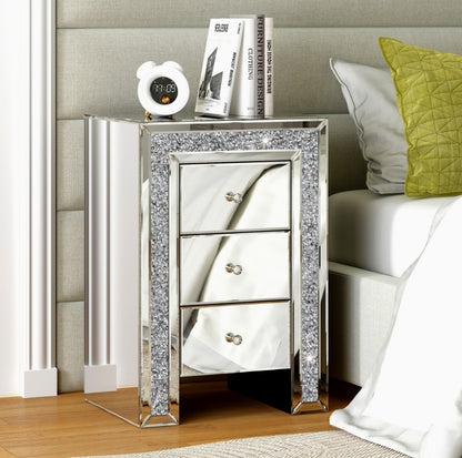 Silver Mirrored Nightstand