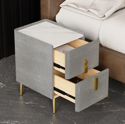 Greylyn Shagreen Stone Nightstand