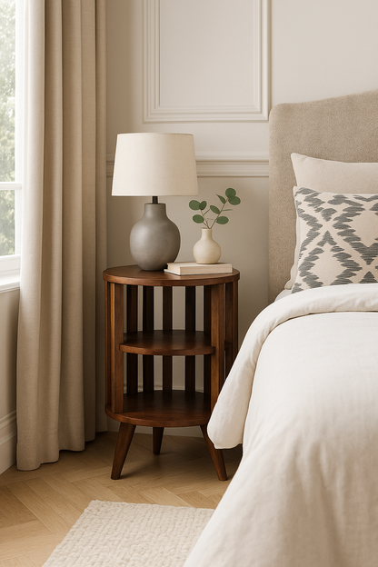 Ariella Double Shelf Solid Wood Nightstand