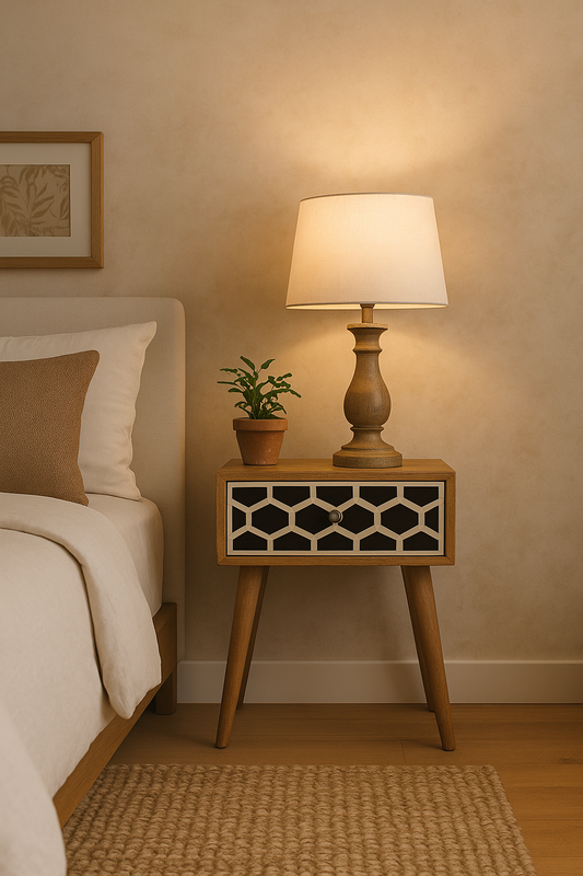 Sierra Bone Inlay Solid Wood Nightstand