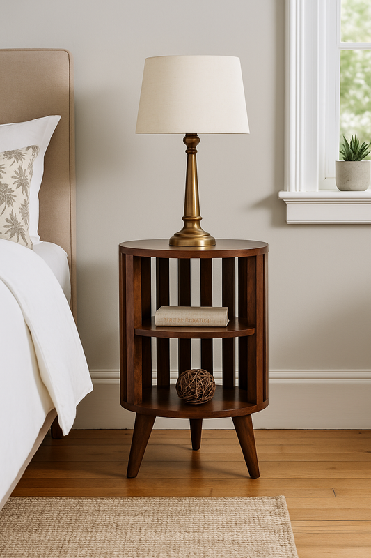 Ariella Double Shelf Solid Wood Nightstand