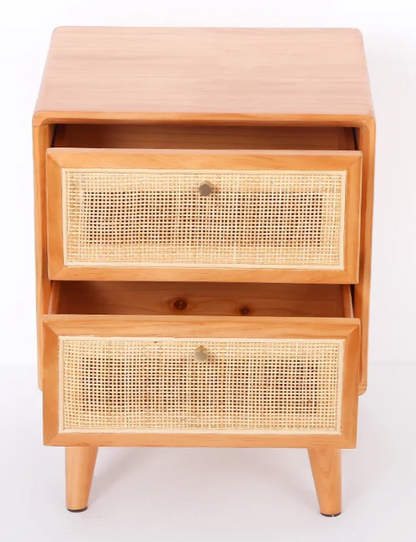 Solna Rattan Wood Nightstand