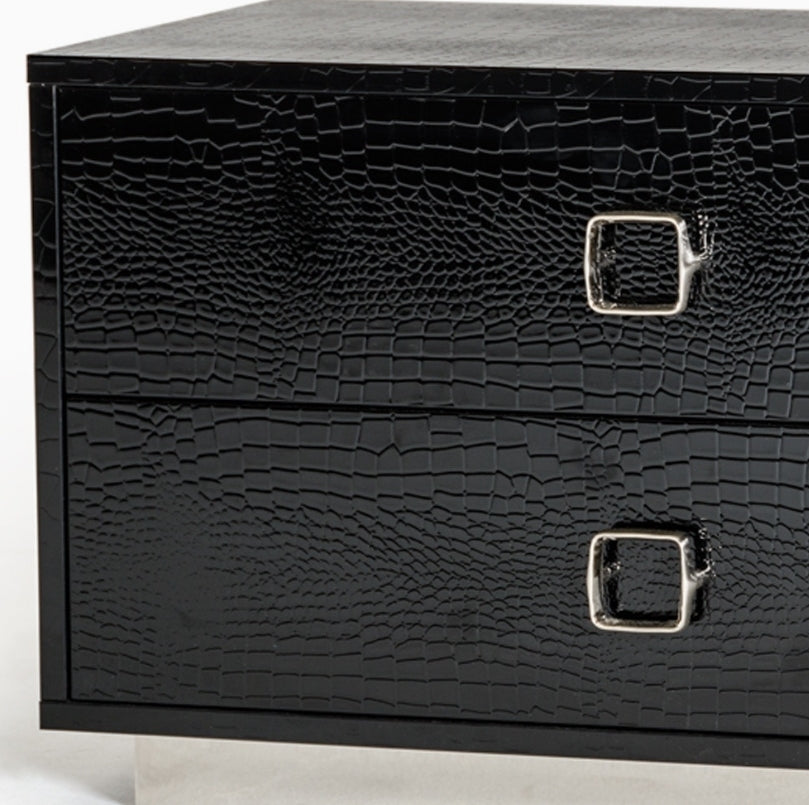 Croc Black Lacquer Nightstand