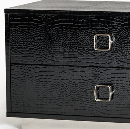 Croc Black Lacquer Nightstand