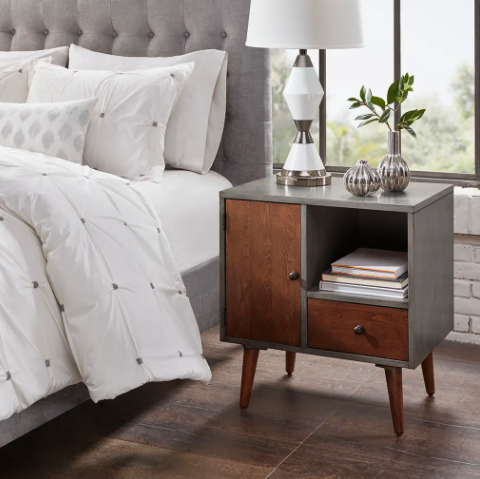 Slatewood Mid-Century Nightstand