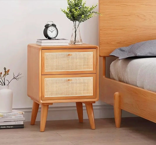Solna Rattan Wood Nightstand