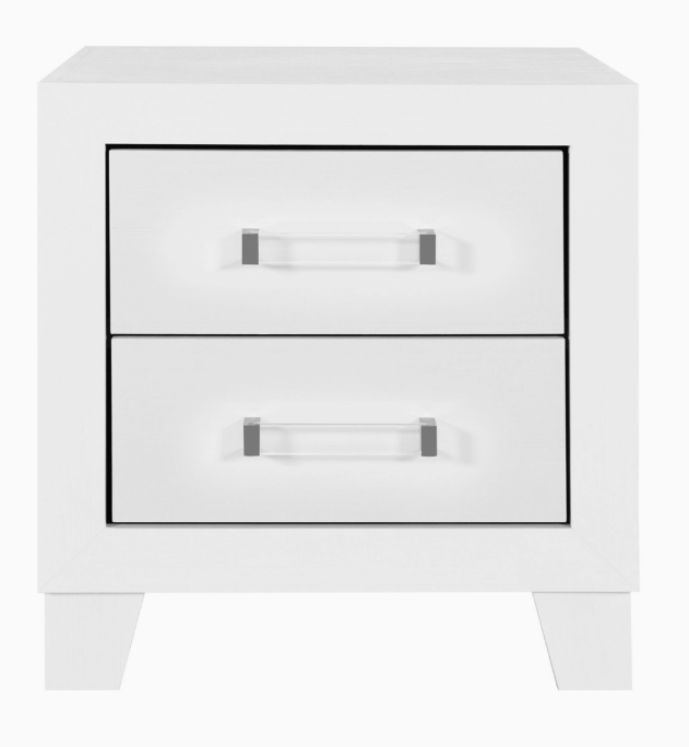 White Compact Wood Nightstand