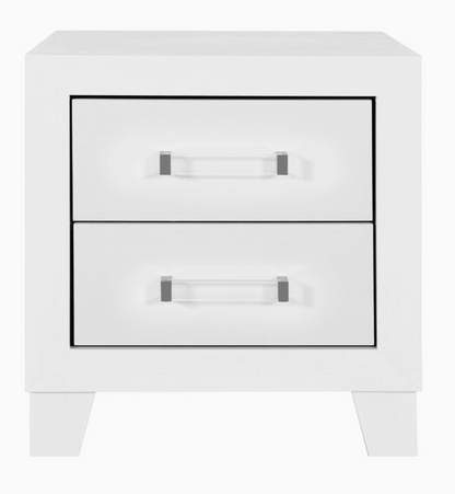 White Compact Wood Nightstand